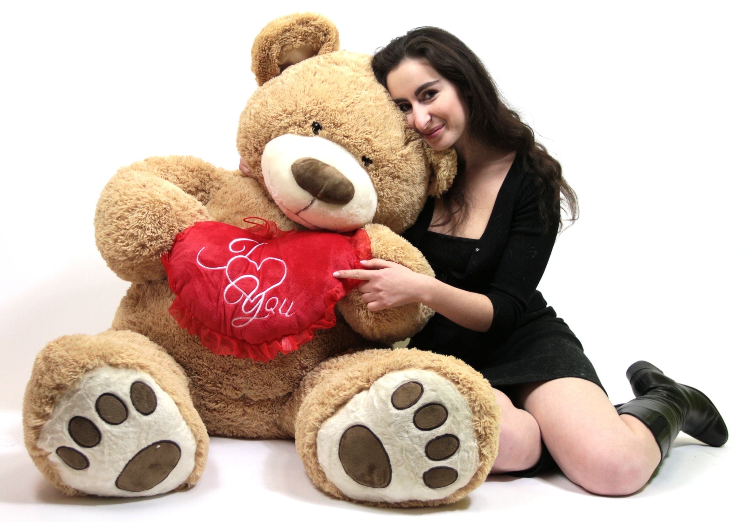 I Love You 5 Foot Giant Teddy Bear Valentine's Day Soft Holds Big Plush Heart Embroidered I YOU