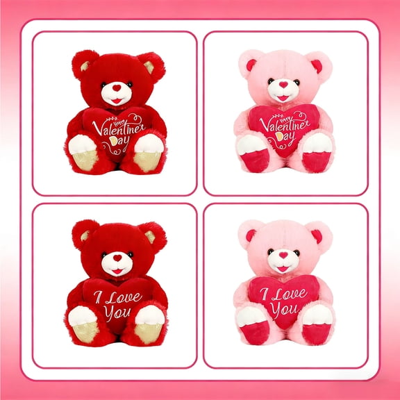 I Love You! 8'' Teddy Bear with Red Heart, Soft Plush Bear Doll Stuffed Animal Toys, Gifts for Her/Girlfriend Lover Mom