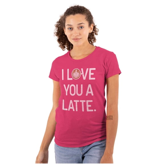I Love You A Latte Coffee Valentine Womens Fitted Plus Size Graphic Tee Brisco Brands 2X
