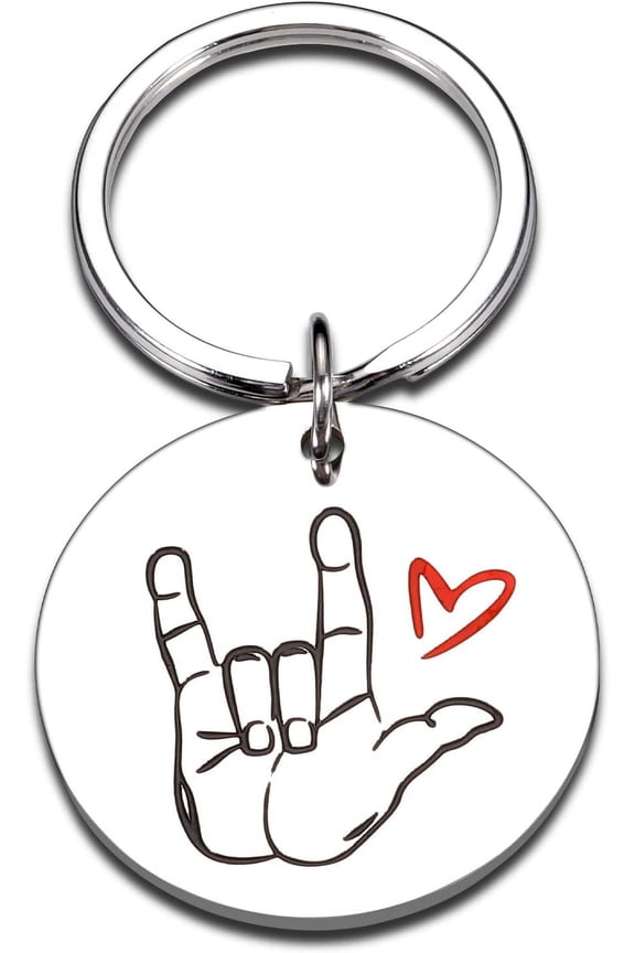 I Love You ASL Gifts Sign Language Keychain for Boyfriend Husband Men Women Girlfriend Son Him ASL Interpreter Teacher Deaf for Christmas Valentines Birthday New Year Gift