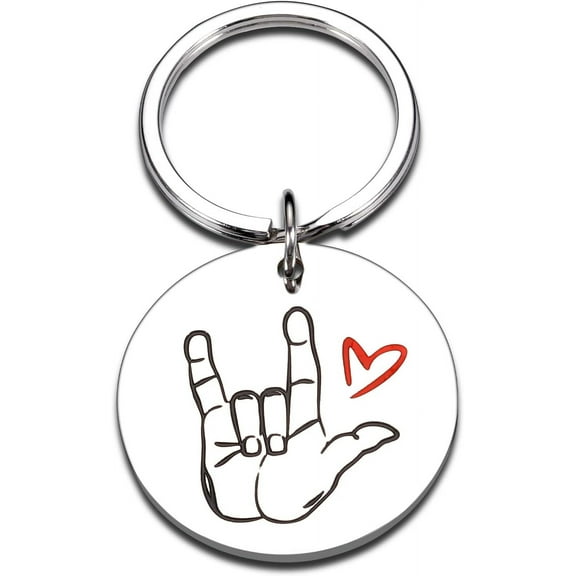 I Love You ASL Gifts Sign Language Keychain for Boyfriend Husband Men Women Girlfriend Son Him ASL Interpreter Teacher Deaf for Christmas Valentines Birthday New Year Gift