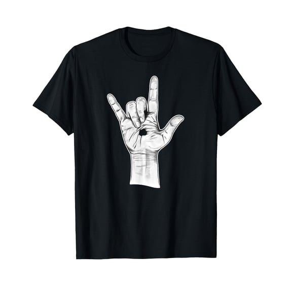 I Love You ASL Hand Sign - Hand Drawn Novelty Jesus T-Shirt