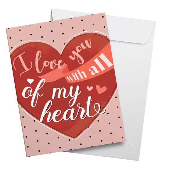 "I Love You with All of My Heart" Big Valentine's Day Greeting Cards and Envelopes – 8.5" x 11" Extra Large Jumbo Valentines Card, Huge Oversized Cards for Spouse, Boyfriend, Girlfriend – 2 per Pack