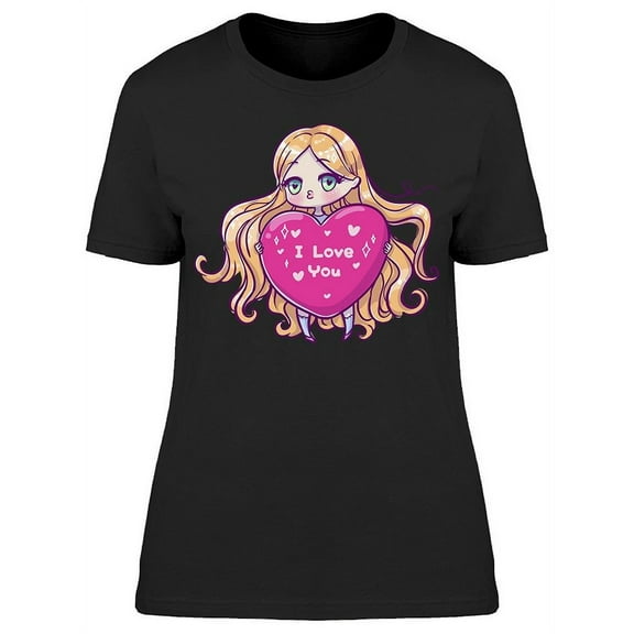 I Love You Anime Girl T-Shirt Women -Image by Shutterstock, Female Medium