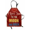 thumbnail image 1 of I Love You Apron Vintage Style I Love You to the Moon and Back Calligraphy Nostalgic Romance, Unisex Kitchen Bib Apron with Adjustable Neck for Cooking Baking Gardening, Ruby Marigold, by Ambesonne, 1 of 3