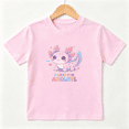 thumbnail image 1 of I Love You Axolotl Girls Graphic Tee, Cute Pink Sea Monster 100% Cotton Kids Short Sleeve T-Shirt, 1 of 5