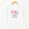 thumbnail image 1 of I Love You Axolotl Girls Graphic Tee, Cute Pink Sea Monster 100% Cotton Kids Short Sleeve T-Shirt, 1 of 5