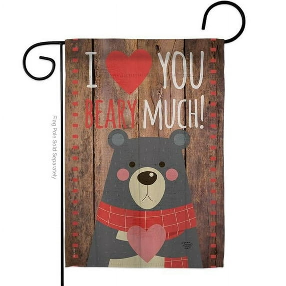 I Love You Beary Much Springtime Valentine Double-Sided Decorative Garden Flag, Multi Color