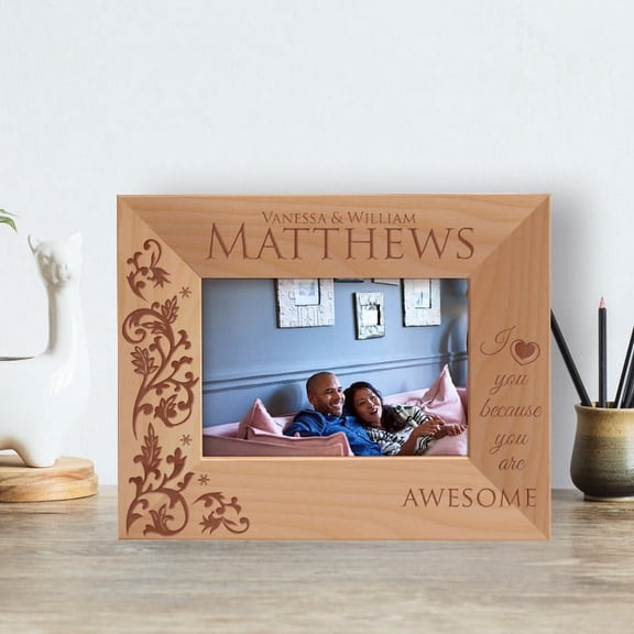 I Love You Because You Are Awesome Personalized Wooden Frame-5" x 3 1/2" Brown Horizontal