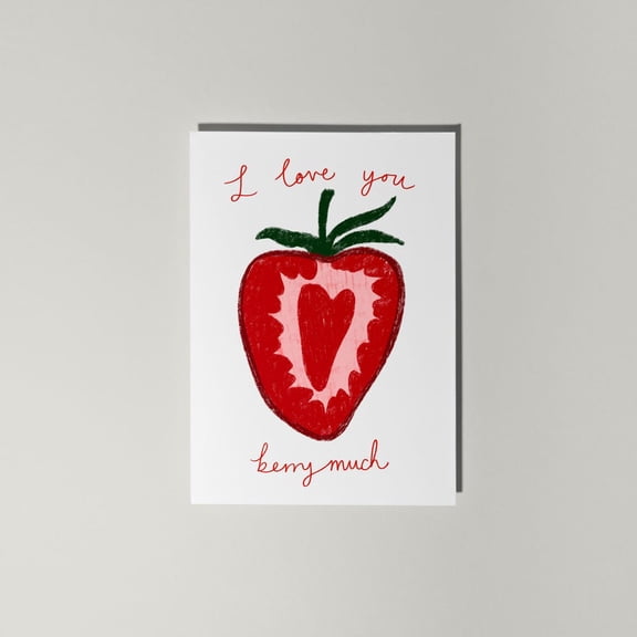 I Love You Berry Much Greetings Card, Love Anniversary Card, Funny Card, Birthday Card, Valentines Card, Romantic Pun With Envelope UNFRAMED PAPER POSTER, Home Decor, Vintage Gift