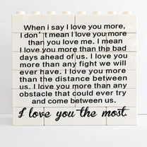 I Love You More The Most Building Bricks Blocks Puzzles Signs, Fit Wife, Husband, Boyfriend, Girlfriend, Anniversary, Wedding Gift Sign, Home Living Room Trestle Table Decoration