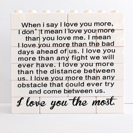 I Love You More The Most Building Bricks Blocks Puzzles Signs, Fit Wife, Husband, Boyfriend, Girlfriend, Anniversary, Wedding Gift Sign, Home Living Room Trestle Table Decoration