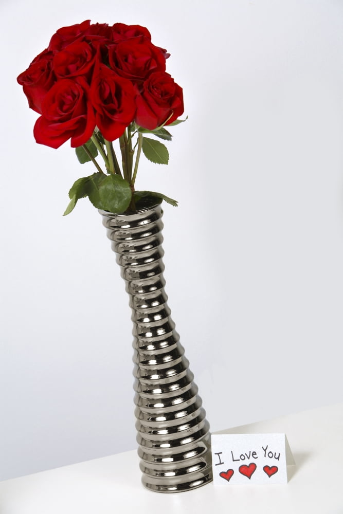 I Love You Card With Roses In A Vase Canvas Art - Leah Hammond Design Pics (11 x 17)