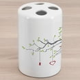thumbnail image 1 of I Love You Ceramic Toothbrush Holder, Love Birds on a Tree Branch Romance Spring Inspiration Art Print, Decorative Versatile Countertop for Bathroom, 4.5" X 2.7", Grey Red Fern Green, 1 of 4