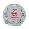 thumbnail image 1 of I Love You Cherry Much Unisex Gray Sweatshirt Cute Funny Puns Smiley Happy Design Valentine's Day Love Holiday Sweater, 1 of 2