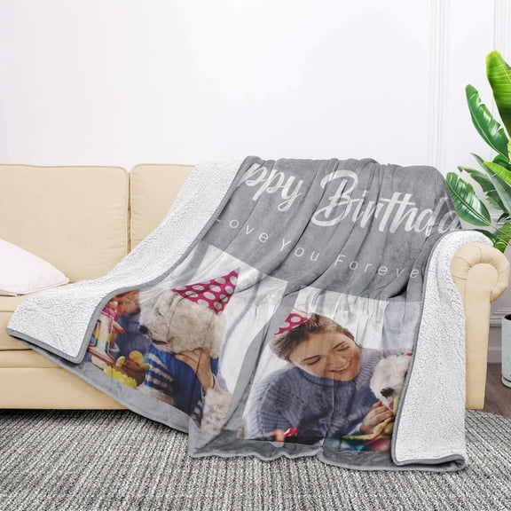 I Love You Couple Gifts Custom Sherpa Fleece Photo Blanket Birthday Gifts for Boyfriend Girlfriend Personalized Picture Blanket Soft Flannel Customized Blanket Christmas Couples Gifts Blankets