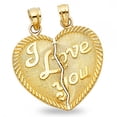 thumbnail image 1 of I Love You Couple Pendant Solid 14k Yellow Gold Heart Breakable Charm Two Piece Polished 20 x 23 mm, 1 of 1