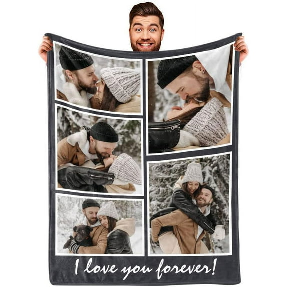 I Love You Couples Gifts Custom Photo Blanket for Girlfriend Boyfriend Gifts, Personalized Picture Blankets for Christmas Couples Gifts