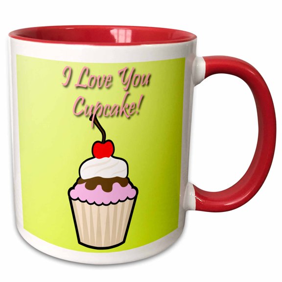 3drose, I Love You Cupcake, 11oz Two-tone Red Mug