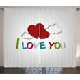 thumbnail image 1 of Ambesonne I Love You Curtains 2 Panel Set, Letters Clouds Heart, 108" x 84", Lime Green Magenta, 1 of 3