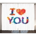 thumbnail image 1 of Ambesonne I Love You Curtains 2 Panel Set, Watercolor Phrase, 108" x 84", Multicolor, 1 of 3