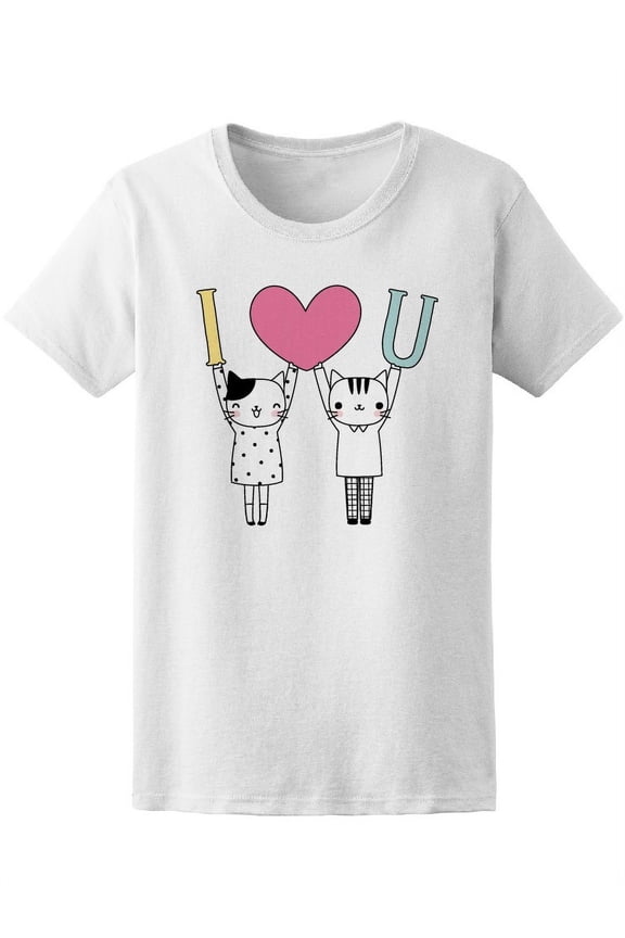I Love You Cute Cats Couple Tee Women's -Image by Shutterstock