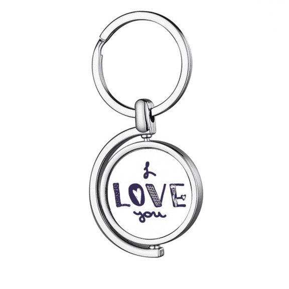 I Love You Cute Quote Handwrite Rotating Keychain Metal Keyring Holder