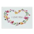 thumbnail image 1 of I Love You Cutting Board, Romantic Themed Text in Heart Shaped Floral Wreath Valentines Day Themed, Decorative Tempered Glass Cutting and Serving Board, in 3 Sizes, by Ambesonne, 1 of 2