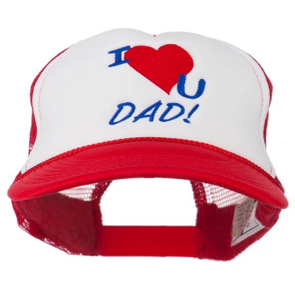 I Love You Dad Embroidered Foam Mesh Back Cap - Red White Red OSFM