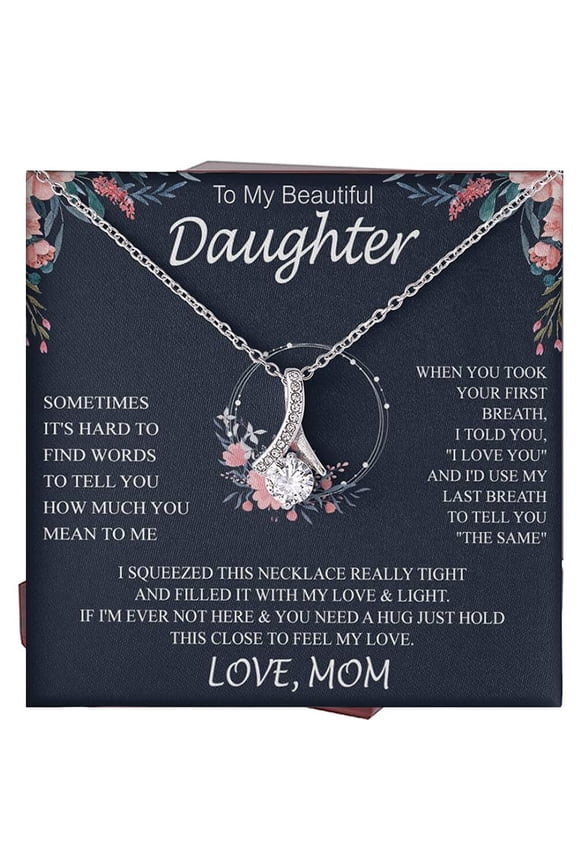 I Love You Daughter Jewelry - From Mom Or Dad - Alluring Necklace Box #45, Gold Alluring Necklace