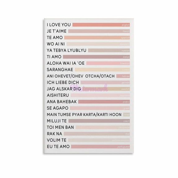 I Love You Different Languages Posters Canvas Painting Wall Art Poster for Bedroom Living Room Decor