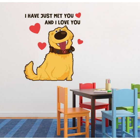 I Love You Dog Up Movie Cartoon Quotes Decors Wall Sticker Art Design Decal for Girls Boys Kids Room Bedroom Nursery Kindergarten House Home Decor Stickers Wall Art Vinyl Decoration (20x18 inch)