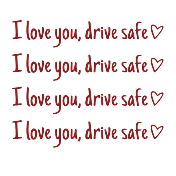 "I Love You Drive Safe" Mirror Decal | Heart-Shaped Waterproof Vinyl Sticker for Car Rearview | Pack of 4 | Easy Apply & Remove | Motivational Safety Gift(Red)