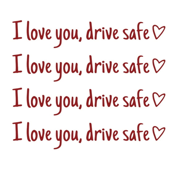 I Love You Drive Safe Mirror Decals,4 Pack Heart Shaped Car Stickers,Weatherproof Vinyl Rear View Mirror Decor Romantic Gift for Couples Family