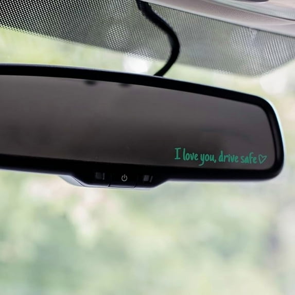 I Love You Drive Safe Mirror Sticker, Cute Car Decals for Women, Rear View Mirror Sticker, Inspirational Car Accessories, Pink Car Decor, Valentine’s Day Gifts for Her or Him(Blue,5pcs)
