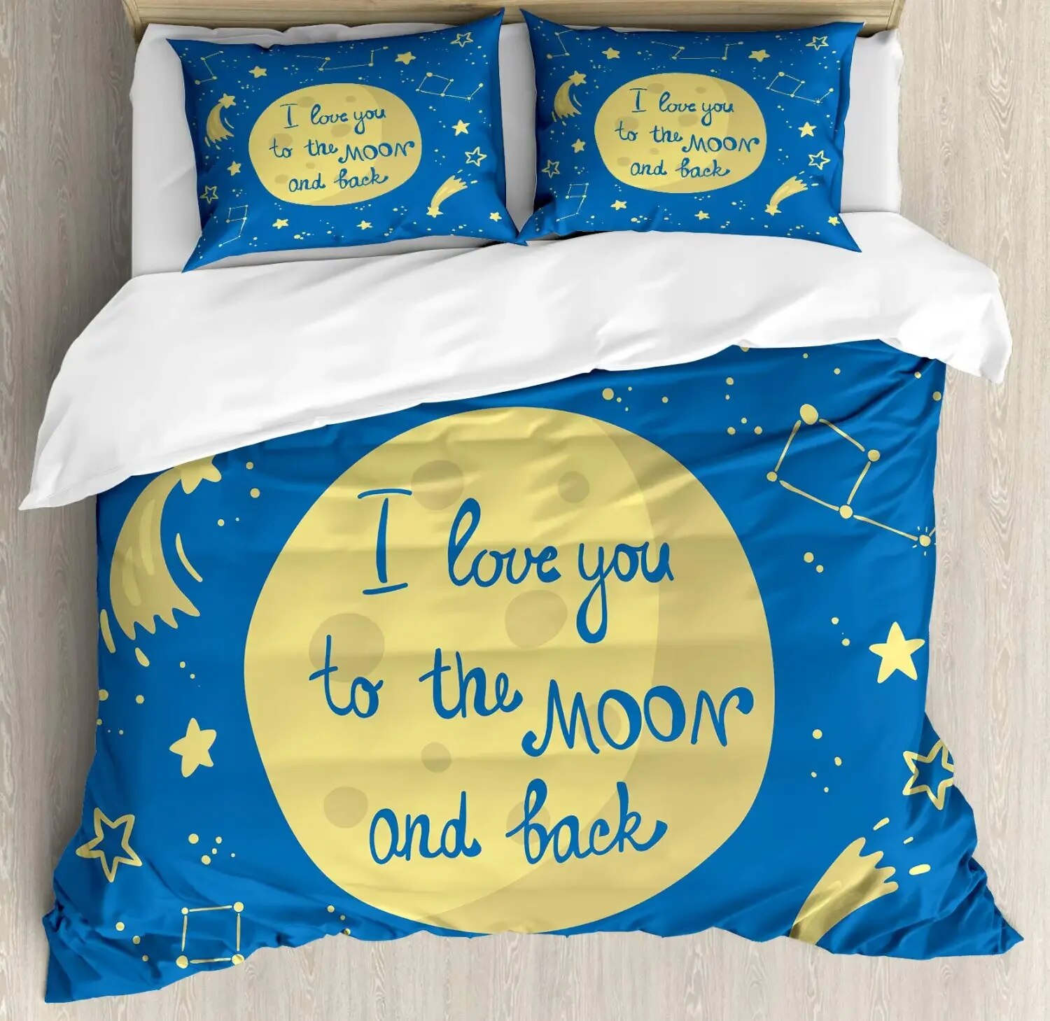 I Love You Duvet Cover Hand Drawn I Love You To The Moon and Back Words