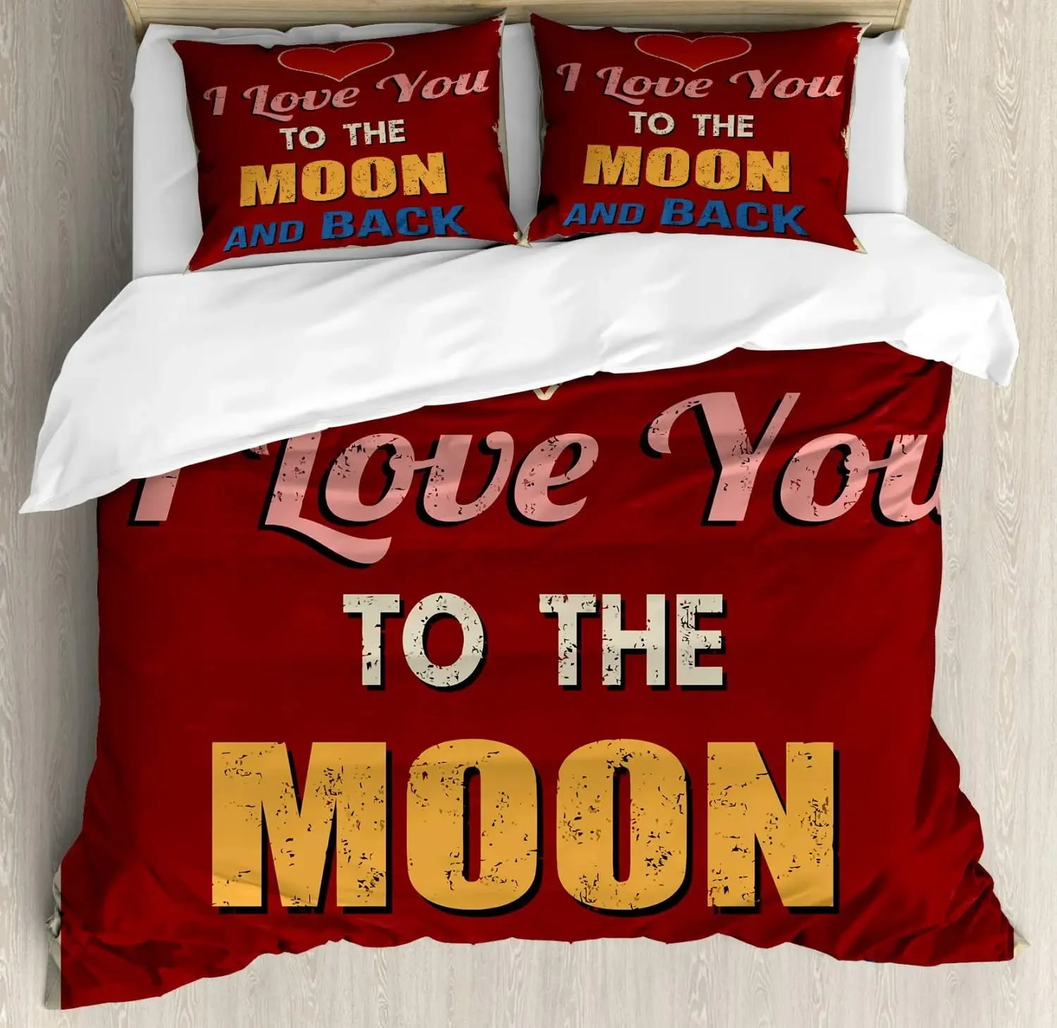 I Love You Duvet Cover Hand Drawn I Love You To The Moon and Back Words