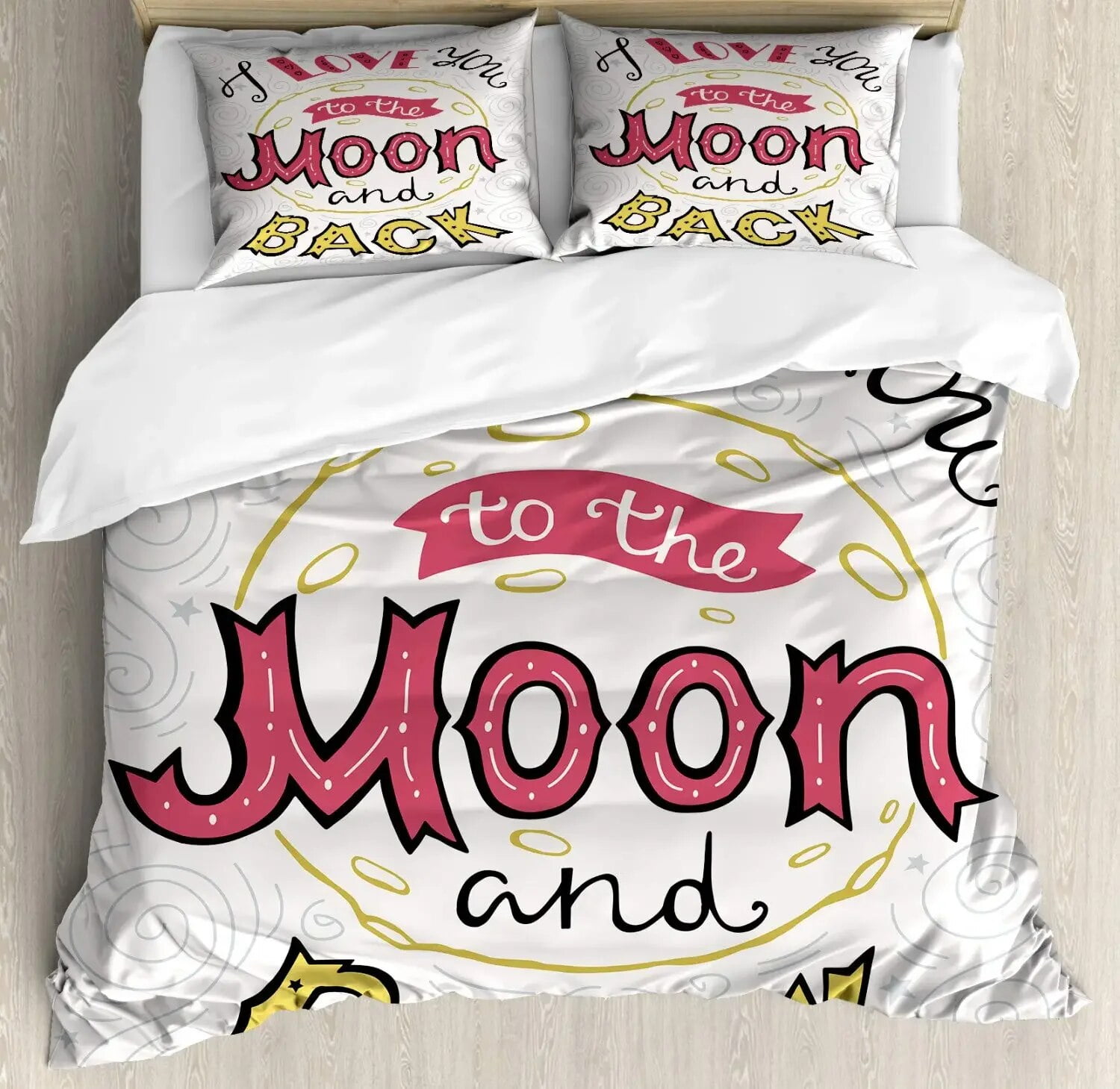 I Love You Duvet Cover Hand Drawn I Love You To The Moon and Back Words