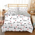thumbnail image 1 of I Love You Duvet Cover Microfiber 2/3 Pcs Bedding Set /King/Full/Twin Letter Hello Love Quilt Cover for Lovers Spouse, 1 of 5