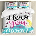 thumbnail image 1 of I Love You Duvet Cover Set King Size, I Love You to the Moon and Back Motivational Lifestyle Quote Partners Design, Decorative 3 Piece Bedding Set with 2 Pillow Shams, Multicolor, by Ambesonne, 1 of 3