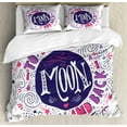 thumbnail image 1 of I Love You Duvet Cover Set King Size, Sweet Colorful Love with Fun Forms Comet Rain Storm Clouds Volcano Theme, Decorative 3 Piece Bedding Set with 2 Pillow Shams, Pink Violet Purple, by Ambesonne, 1 of 3