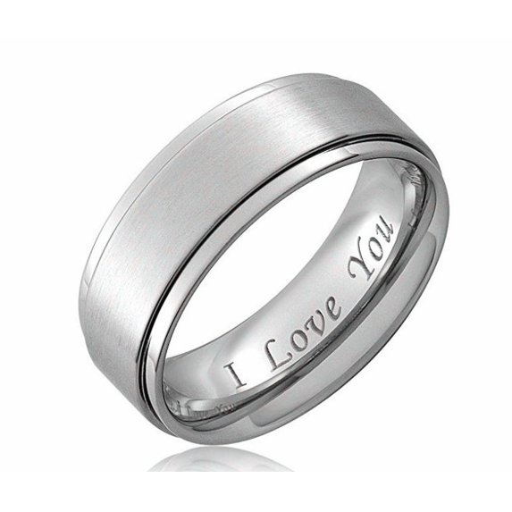 I Love You Engraved Couple Rings Titanium Steel 6mm 8mm