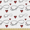 thumbnail image 1 of I Love You Fabric by the Yard, Hand Writing with Infinity Romantic Red Hearts Valentines Day Theme, Decorative Upholstery Fabric for Sofas and Home Accents, 1 Yard, Red Black White by Ambesonne, 1 of 4