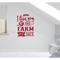 I Love You to Farm and Back Farming Wall Decal - Removable Vinyl Wall Art - Farm Decals for Walls - Quotes Wall Decor for Bedroom - Adhesive Wall Lettering, 23x18-Inch Red