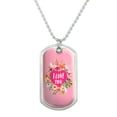 thumbnail image 1 of I Love You Flower Heart Wreath Military Dog Tag Pendant Necklace with Chain, 1 of 5