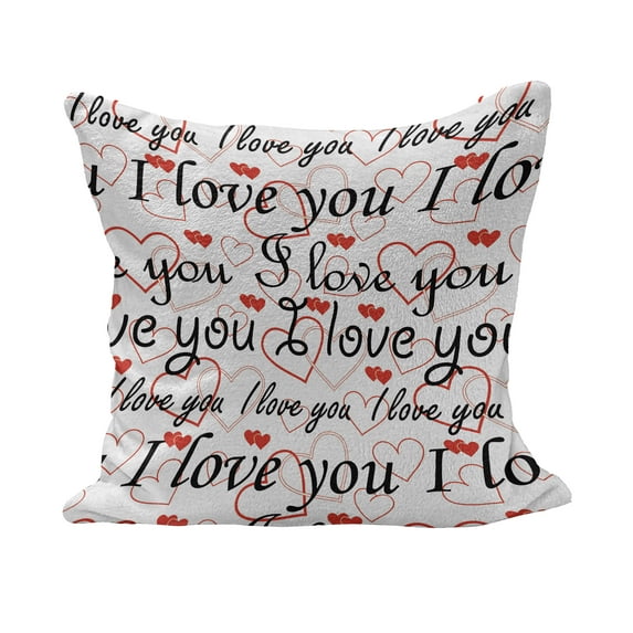 I Love You Fluffy Throw Pillow Cushion Cover, Beauty of Love Style Typography Birthday Forever Never Let Me Go Print, Decorative Square Accent Pillow Case, 16" x 16", Red Black White, by Ambesonne