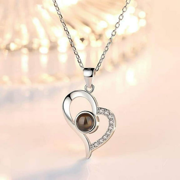 "I Love You" Forever 100 Language Micro Projection Necklace