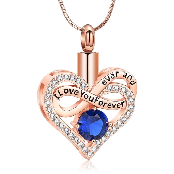 I Love You Forever and Ever Print Love Infinity Stone Heart Urn Pendant Cremation Jewelry For Ashes Keepsake Memory Necklace For Ashes Of Loved One Beautiful Elegant Memorial Jewelry