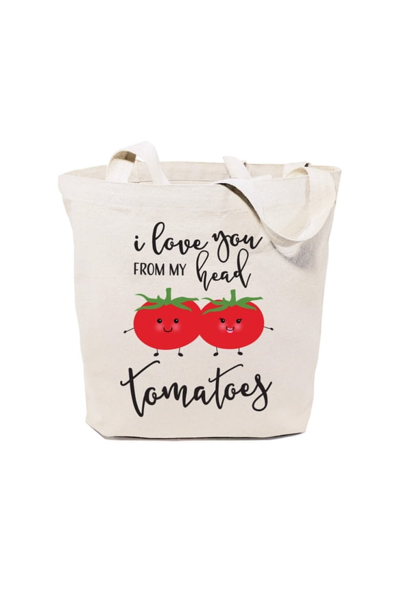 I Love You From My Head Tomatoes Cotton Canvas Tote Bag by The Cotton Canvas Co.
