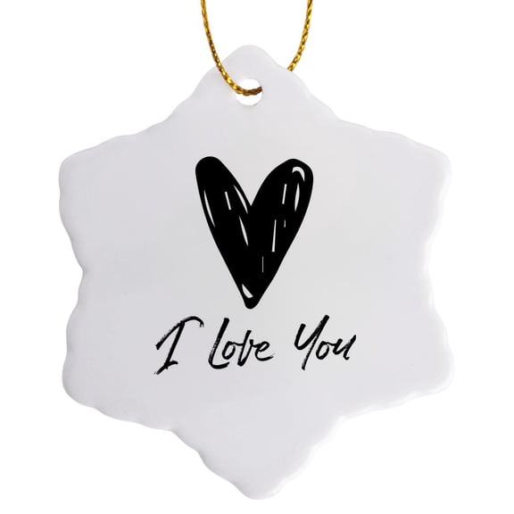 3drose, I Love You Gift for Loves Ones, 3 inch Snowflake Porcelain Ornament